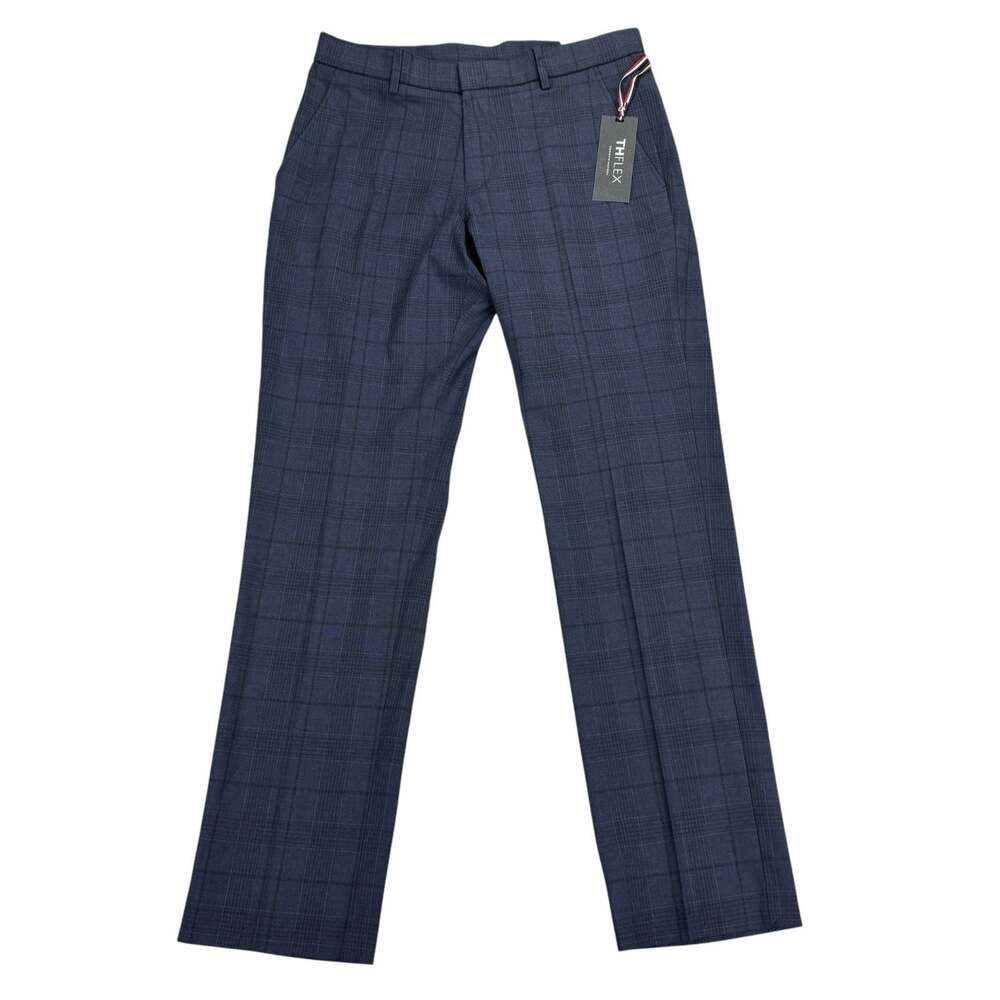 Tommy Hilfiger Mens TH Flex Tate Modern Fit Stretch Plaid Dress Pants Blue 30x30